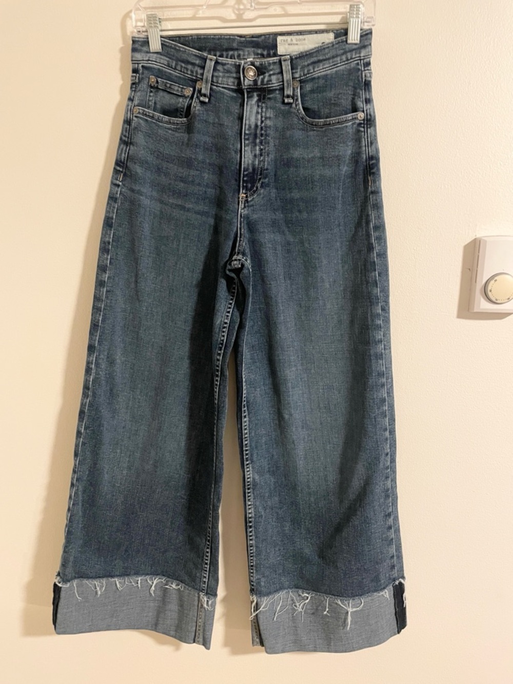 Rag & Bone Sofie‎ High Rise Ankle Ultra Wide Jeans Women’s Size 26 Cuffed Leland - Picture 5 of 14